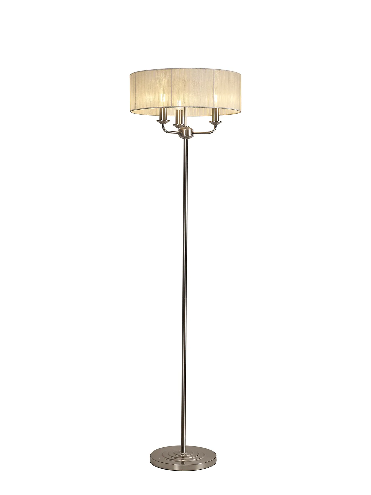 DK0927  Banyan 45cm 3 Light Floor Lamp Satin Nickel; Cream